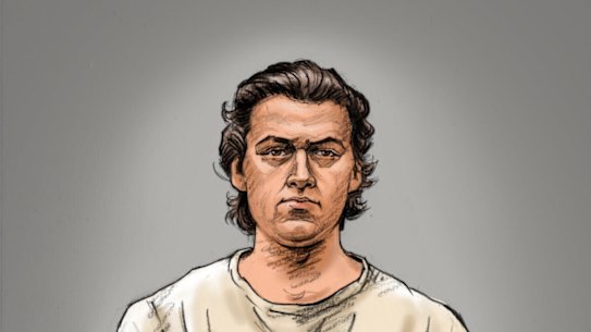 A court sketch of Patrick Stephenson at Ballarat Magistrates Court on Thursday.