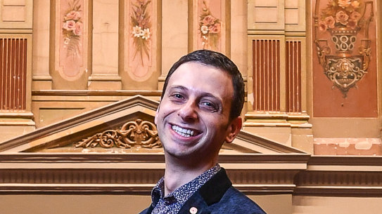 Melbourne Fringe artistic director Simon Abrahams at Trades Hall's freshly renovated New Council Chambers, which will be used as a contemporary dance space during the festival.