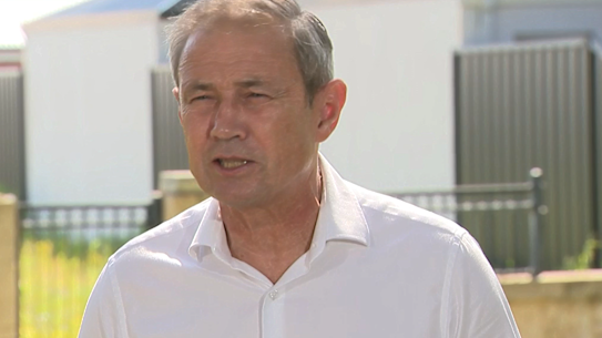 Roger Cook speaking in Kwinana on Saturday about the Optus telco outage.