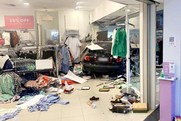The car ended up in a clothing store a Northcote Plaza.