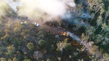 bribie furious suspicious crews alerted midday bellara hornsby bushfire