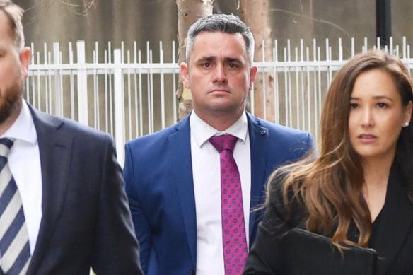 Detective Leading Senior Constable Murray Gentner arrives at court last year to give evidence in the Bourke Street inquest.