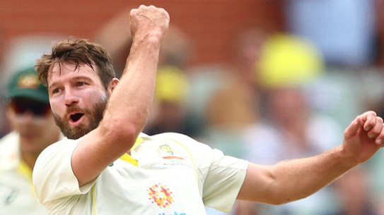 Michael Neser after his first wicket for the day.