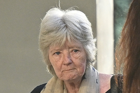 Frances Walshe arrives at the County Court of Victoria on Monday.