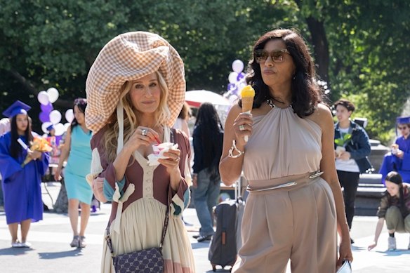 Amazing that Carrie can look down on anyone while wearing that hat. 