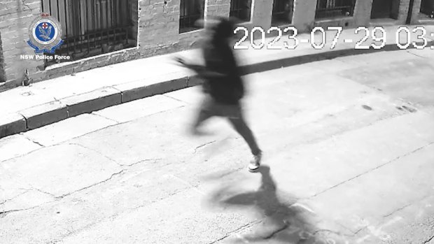 CCTV footage shows a man running near the scene of a stabbing on July 29.