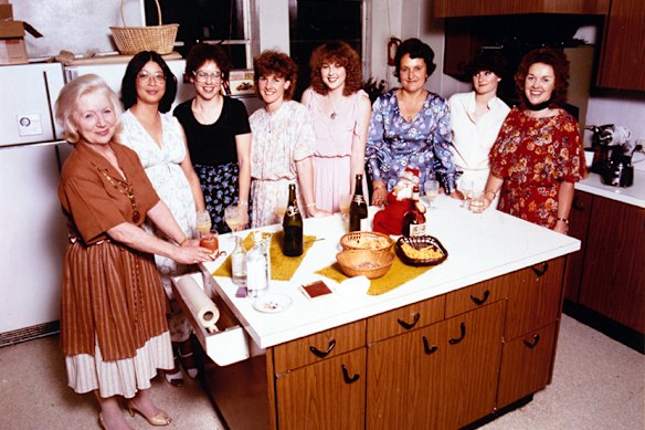 Agnes Lee (second from left) in her first year, 1978, at the Australian Women’s Weekly test kitchen. Food editor Ellen Sinclair is pictured on the far left.