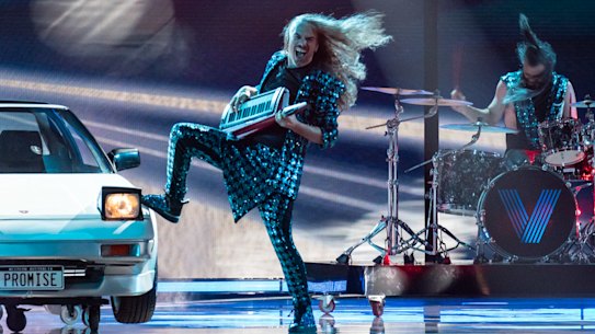 Australia’s Voyager on stage at the second Eurovision semi-final.