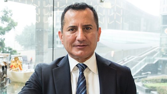 SYDNEY, AUSTRALIA - MARCH 16: George Frazis CEO of Westpacs Consumer Bank, wears one of the banks new wearable tech wristbands, which can be used to 'tap and go' when purchasing items, on March 16, 2017 in Sydney, Australia. (Photo by Jessica Hromas/Fairfax Media)