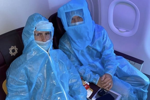 David Warner and Kane Williamson on a flight to an Indian Premier League match. 