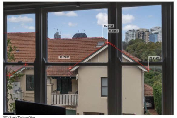 A'before' photo submitted to North Sydney Council showing the expected impact of the redevelopment of 107 High Street on the view of a neighboring property.