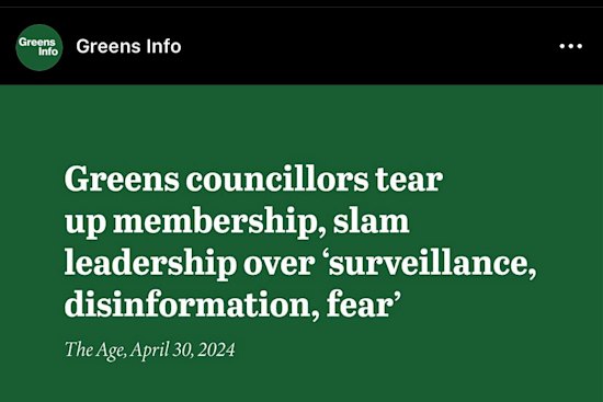 An attack ad from “Greens Info”.