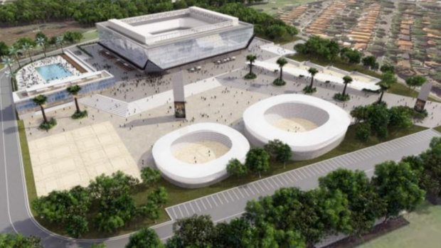 An artist's impression of the volleyball and entertainment stadium. 