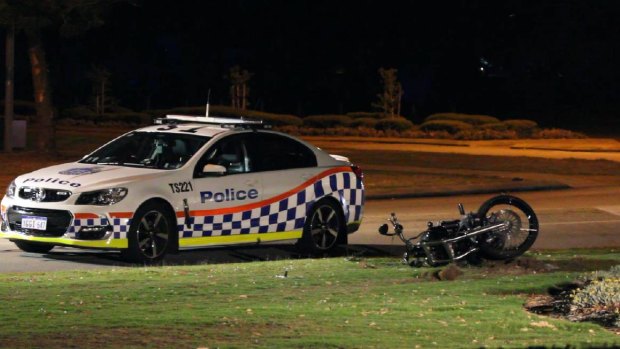 A motorcycle driver involved in a police pursuit is in a serious condition after a crash on Old Coast Road in Halls Head. 