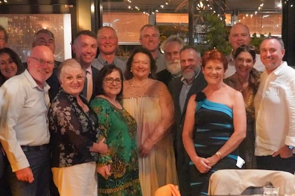 Gina Rinehart and Pauline Hanson at a fundraising dinner for James Ashby’s 2024 state election campaign.