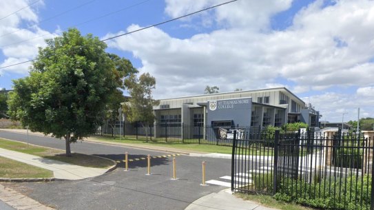 St Thomas More College at Sunnybank, where a student tested positive for COVID-19.