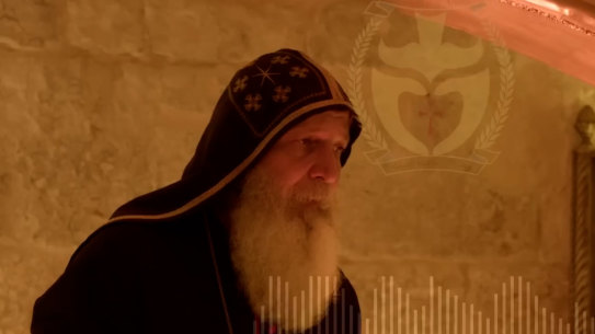 Bishop Mar Mari Emmanuel in a still from his Anzac Day video 