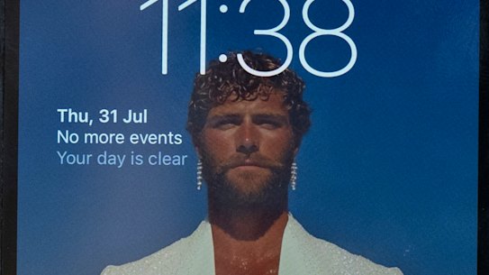 Blue West has an AI generated image on his phone homescreen to remind him to be himself.