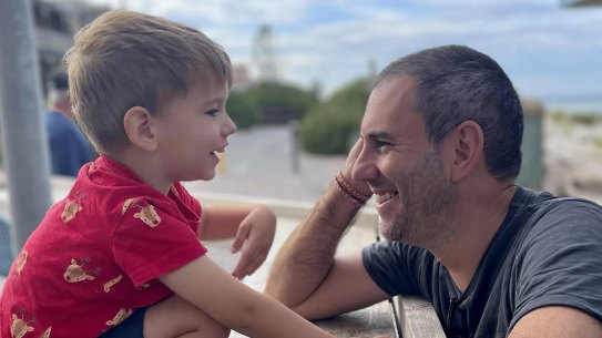 Treasurer Jim Chalmers and son Jack, 4, on holidays in South Australia.