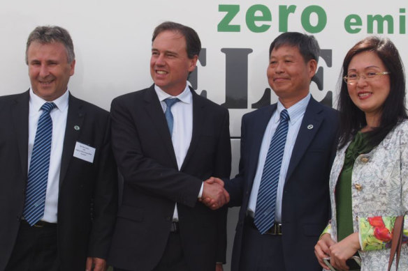 Former Brighsun chief executive Allen Saylav, former climate change minister Greg Hunt, Brighsun director Kejun "Kevin" Huang and Gladys Liu.