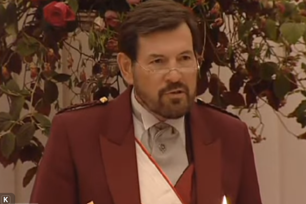 John Donaldson speaks at the wedding reception of his daughter Crown Princess Mary at Fredensborg Palace on May 14, 2004.