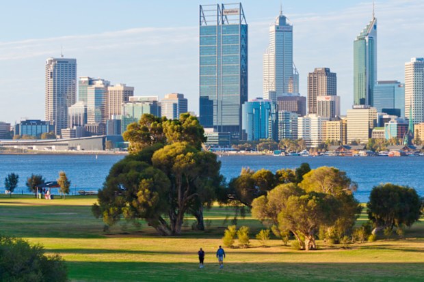 The skyline of the city of Perth in Western Australia.