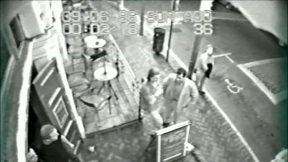 Jane Rimmer standing alone outside The Continental Hotel minutes before she vanished into the night. 