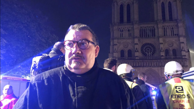 Father Fournier, the Fire Department Chaplain who saved the Blessed Sacrament and Crown of Thorns from the Notre-Dame Cathedral fire. 