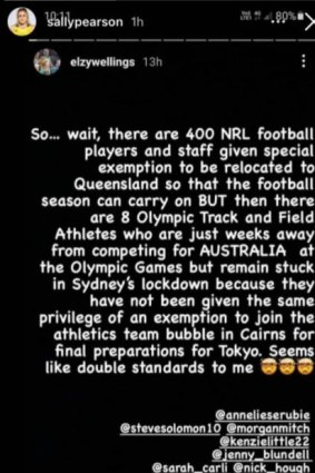 Many former and current Olympians like Sally Pearson are accusing the Queensland government of “double standards” in allowing 400 NRL members to relocate to the state while eight athletics athletes remain stranded in Greater Sydney thanks to COVID-19. 