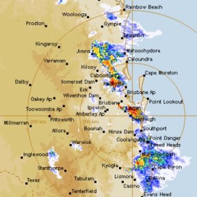 Wet weather moves across south-east Queensland on Monday evening.
