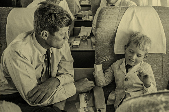 Robert F. Kennedy Jr with his uncle, John. F. Kennedy, flying home from the Democratic National Convention of 1960, at which JFK had been nominated as presidential candidate.