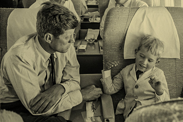 Robert F. Kennedy Jr with his uncle, John. F. Kennedy, flying home from the Democratic National Convention of 1960, at which JFK had been nominated as presidential candidate.