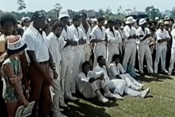 Clive Lloyd’s West Indies team during their PNG stopver. 