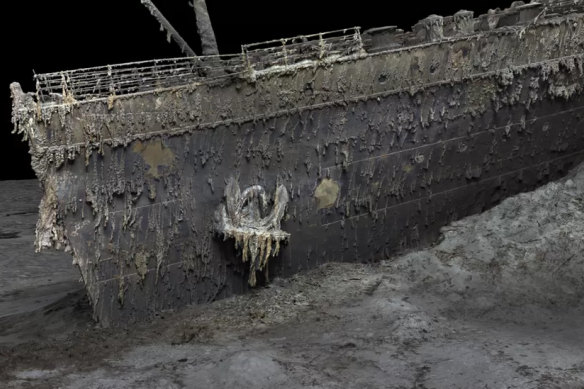 Titanic's bow is still recognizable after being underwater for so long.