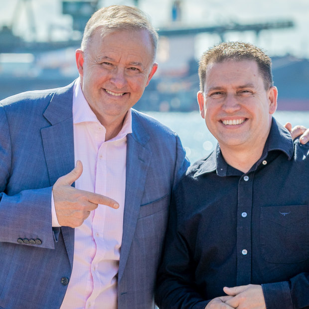 Federal Opposition Leader Anthony Albanese with Flynn Labor candidate and Gladstone mayor Matt Burnett.