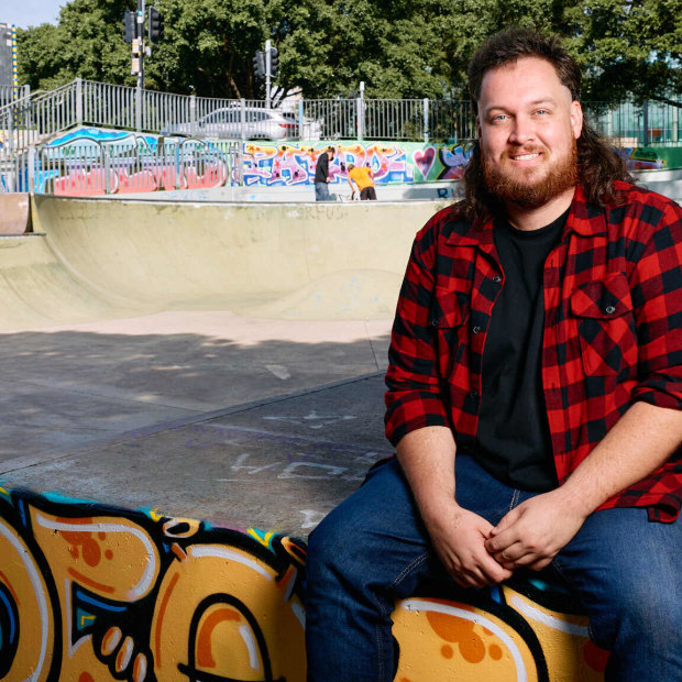 Local street artist and high school teacher Matt Tervo at the launch of Brisbane’s third legal street art wall in Paddington. 