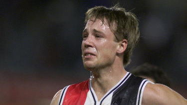 An emotional Max Hudghton after a loss in 2000.