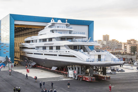 Ready to launch: James Packer’s $200 million runabout while under construction in Italy.