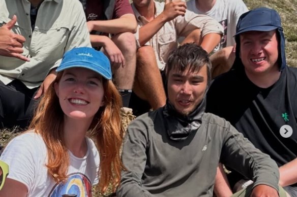 Hadi Nazari (centre) was found by hikers near Blue Lake in Kosciuszko National Park on Wednesday, after a fortnight missing.