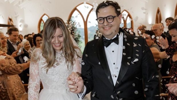 ‘Mr and Mrs Sharaz’: Brittany Higgins weds David Sharaz in Gold Coast ceremony