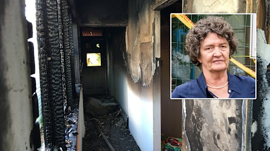 The blaze that ripped through Melanie Sandford's house is suspected to have been caused by an exploding electronic bike battery.