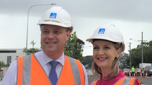 Brisbane lord mayor Adrian Schrinner and Infrastructure chair Amanda Cooper open Kulpurum Street in East Brisbane.