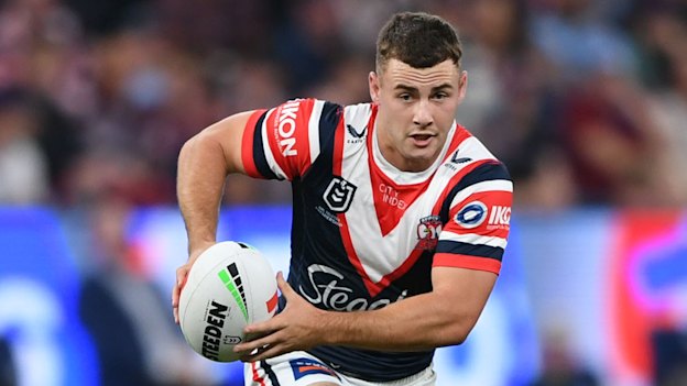 Roosters future playmaker Sandon Smith in the club’s victory against the Rabbitohs.