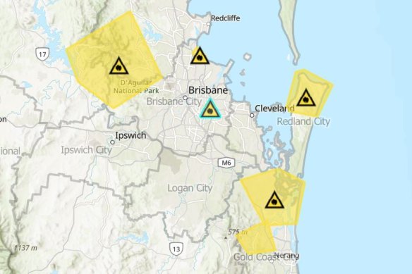 Map of south-east Queensland areas where hazard reduction burns are being carried out on Wednesday.