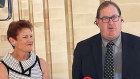 Pauline Hanson with West Australian MP Ben Dawkins on Thursday.