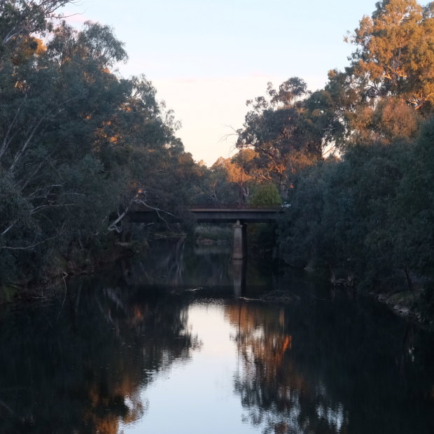 The Ovens River in Wangaratta at dusk.