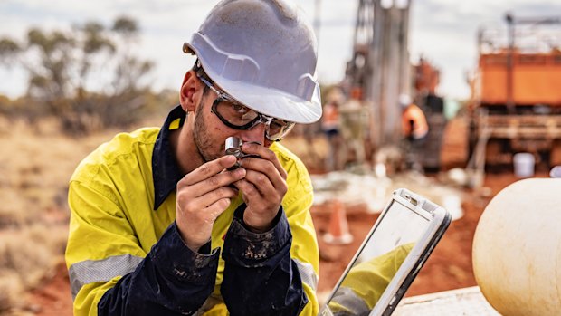 Geologist on site at Gateway Mining’s Yandal gold project in Western Australia.