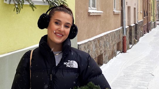 Pixie Shmigel in her new home in Lviv, Ukraine. 