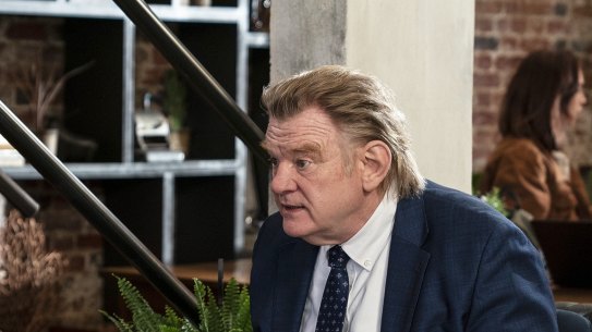 Patricia Clarkson as Ellen and Brendan Gleeson as Scott in State of the Union.