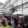 The rain did nothing to deter people from queueing at the Sydney Writers' Festival in Walsh Bay on Thursday.